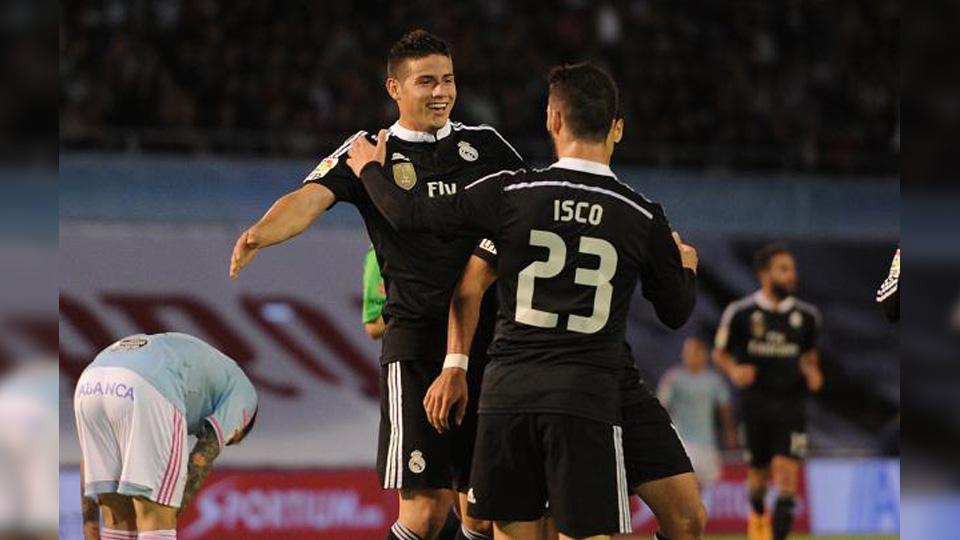 James Rodriguez (kiri) dan Isco, dua gelandang serang milik Real Madrid. - INDOSPORT